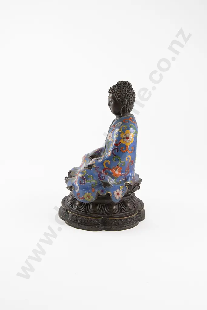 A Chinese Copper And Cloisonne Buddha Image 1++