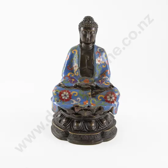 A Chinese Copper And Cloisonne Buddha