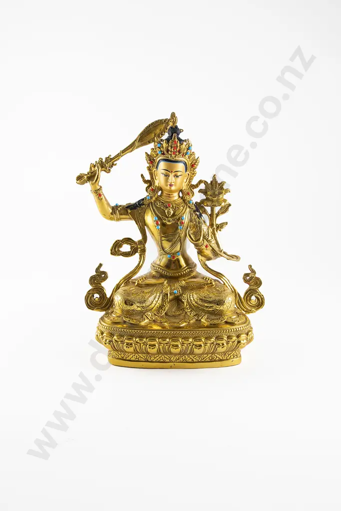 A Nepalese Gilt Brass Statue of Manjushri Image 1++