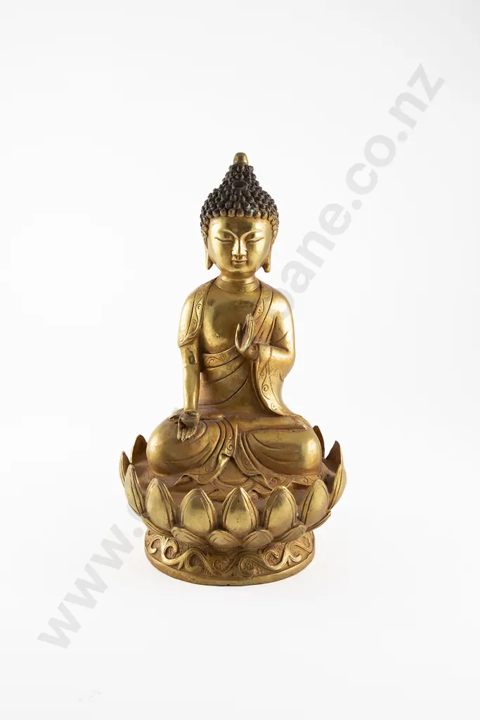 A Gilt Brass And Cloisonne Medicine Buddha Statue Image 1++