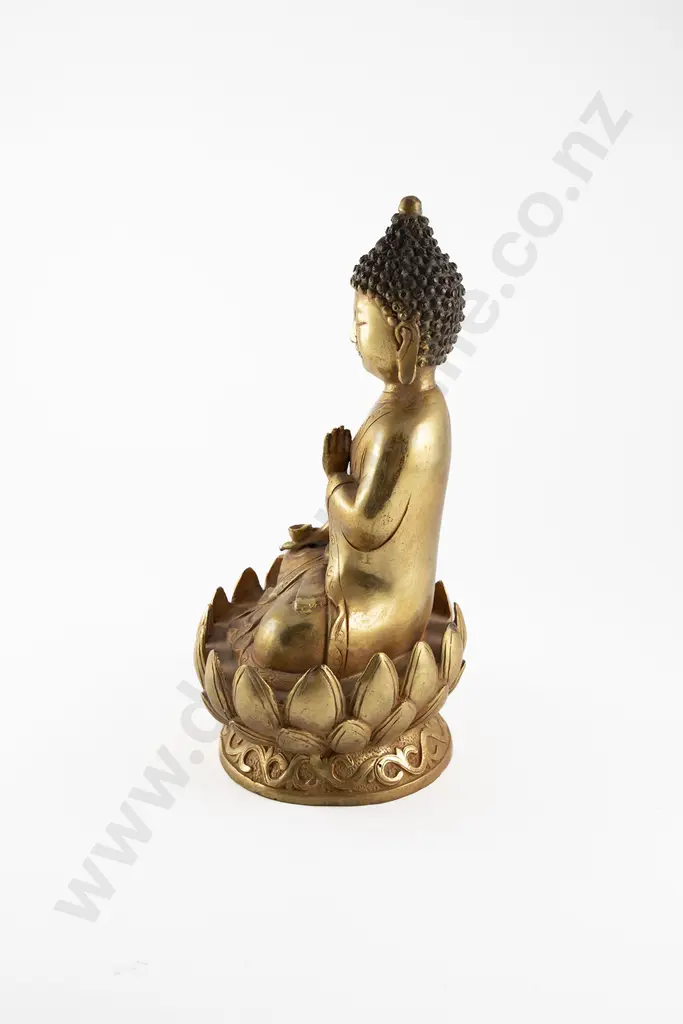 A Gilt Brass And Cloisonne Medicine Buddha Statue Image 1++