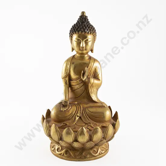 A Gilt Brass And Cloisonne Medicine Buddha Statue