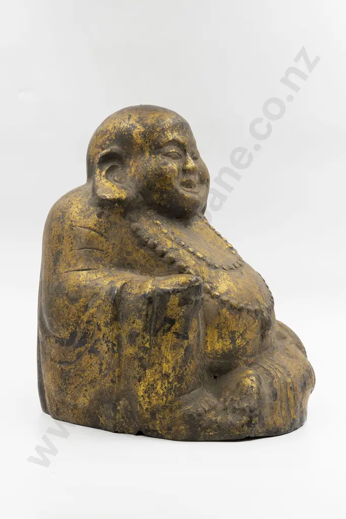 Chinese Gilt Metal Figure of Hotei Buddha Image 1++