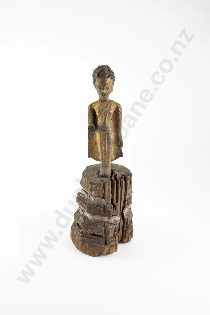 Thai 19th century Gilt Wood Buddha Figure Image 1++