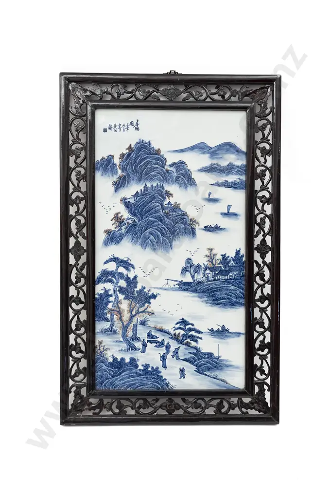 Pair of Chinese Blue And White Porcelain Wall Panels Image 1++
