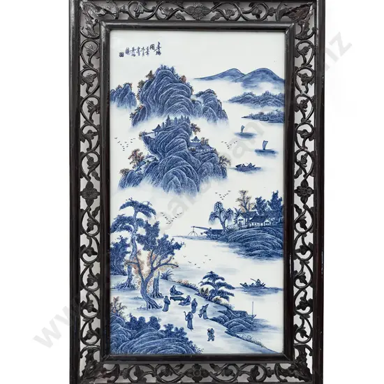 Pair of Chinese Blue And White Porcelain Wall Panels