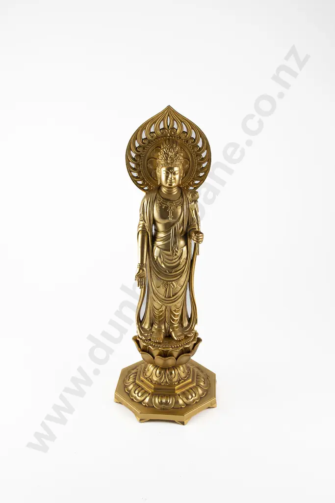 A Japanese Gilt Bronze Figure of Kannon Buddha Image 1++