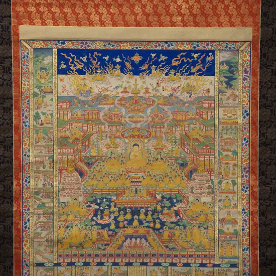 A Fine and Rare Japanese Taima Mandala  Hand Painted Thangka