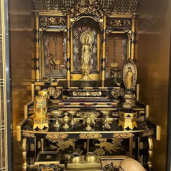 A Good Japanese Black Lacquer Buddhist Altar (Butsudan)