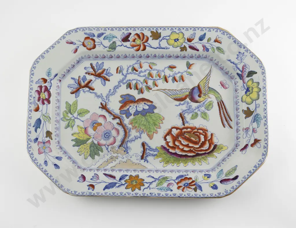 Masons Patent Ironstone Stone China Flying Bird Pattern Ashet Image 1++