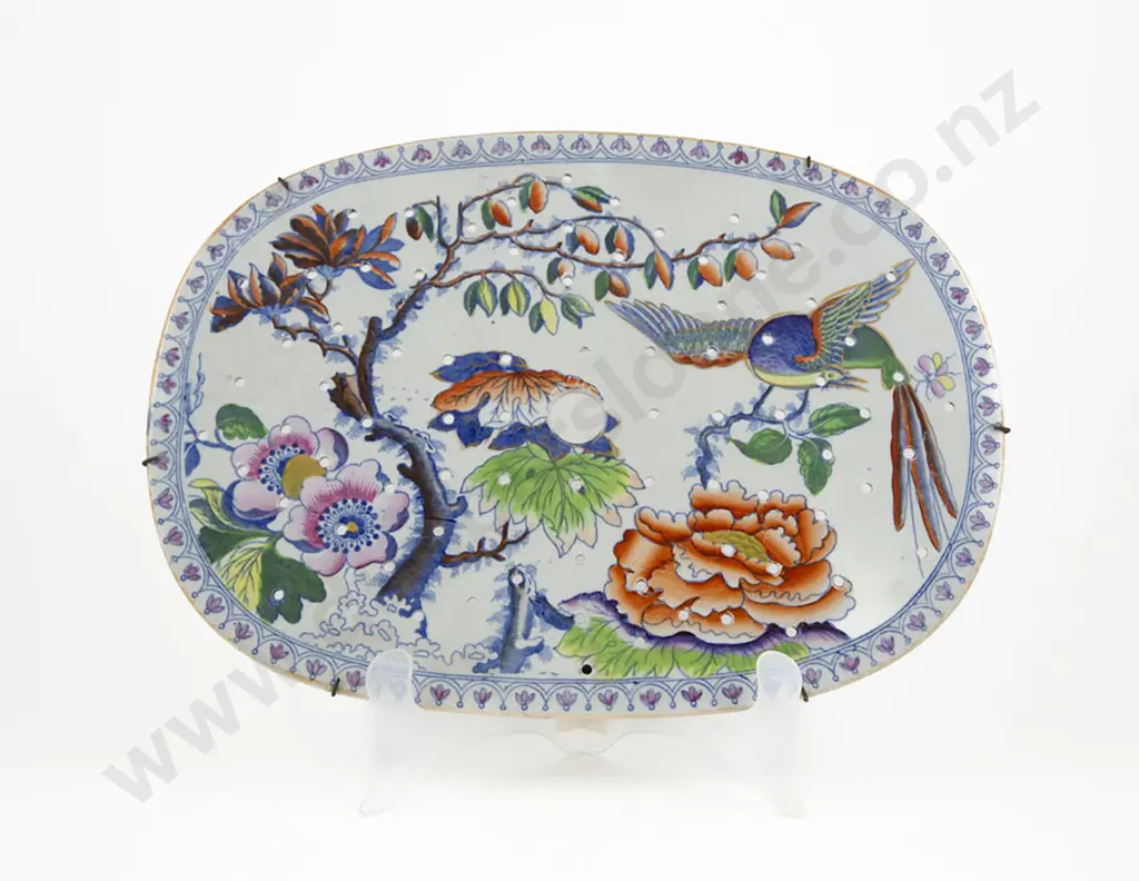 Davenport Stone China Flying Bird Pattern Meat Drainer Image 1++