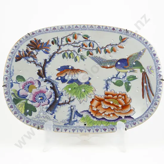 Davenport Stone China Flying Bird Pattern Meat Drainer