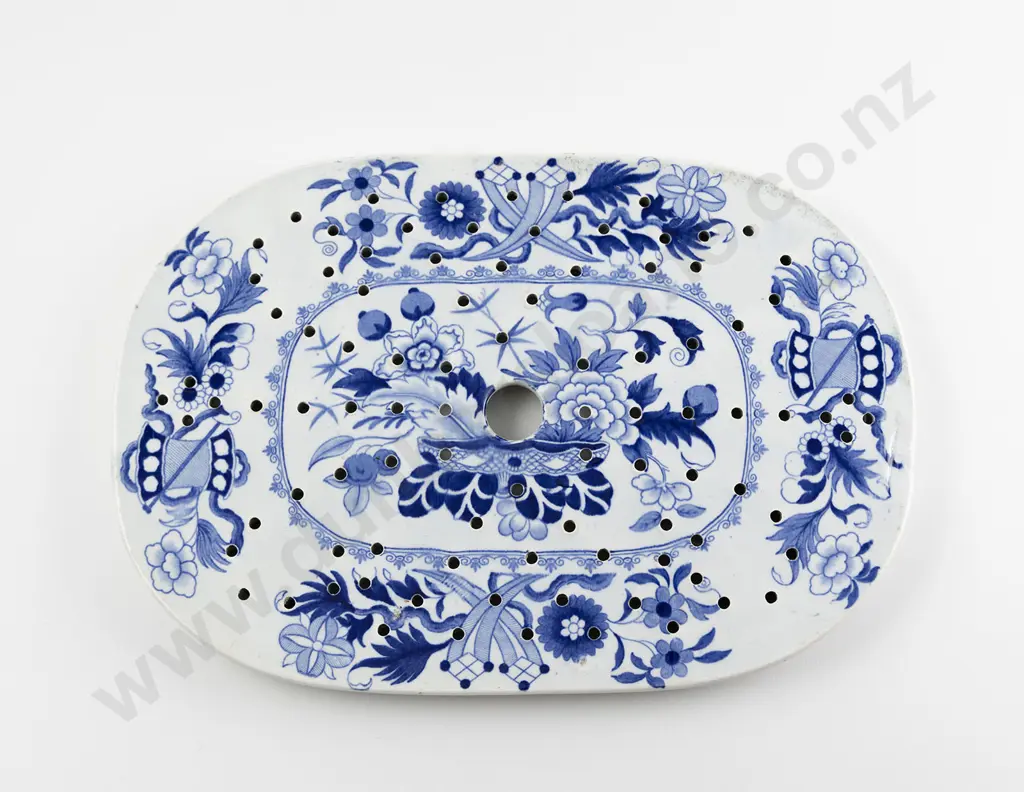 Unmarked Iron Stone China Blue & White Meat Drainer Image 1++