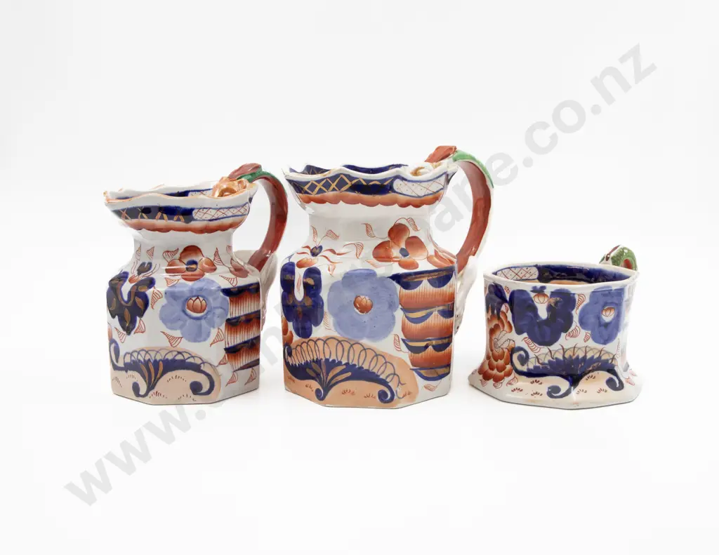 Early C19th Ironstone China Graduated Pair Jugs and Mug Image 1++