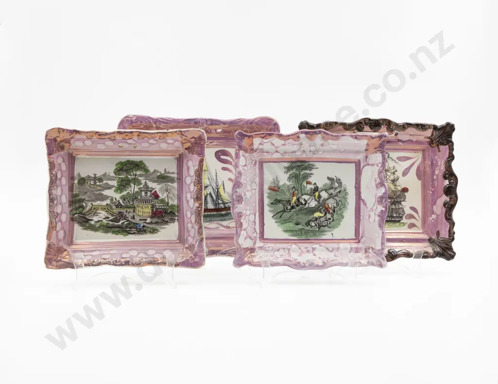 Four Mid C19th Sunderland Lustre Wall Plates Image 1++