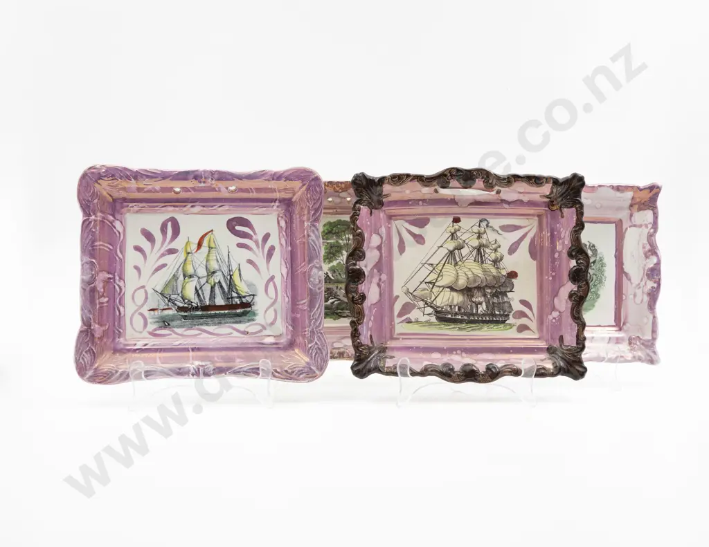Four Mid C19th Sunderland Lustre Wall Plates Image 1++