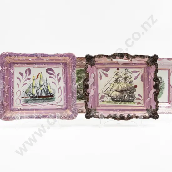 Four Mid C19th Sunderland Lustre Wall Plates