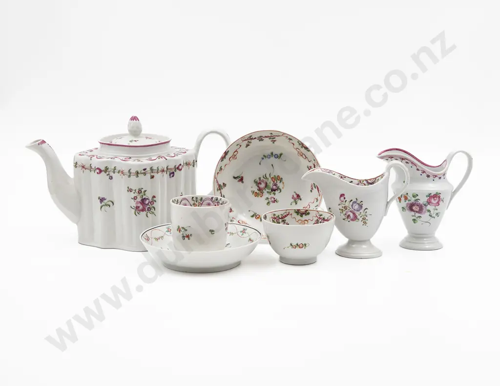 Early C19th New Hall Teapot with Two Jugs and Two Cup and Saucers Image 1++