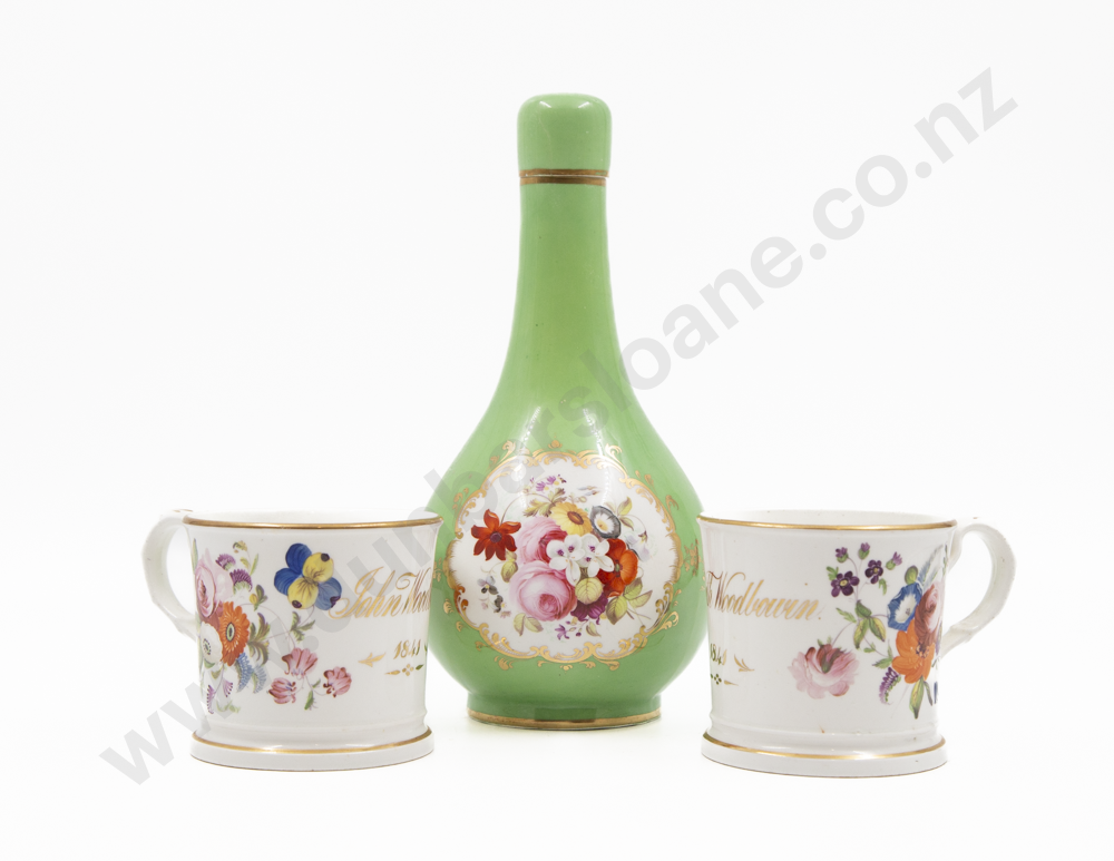 Pair Of Early Vict Hand Painted Marriage Cups Image 1++
