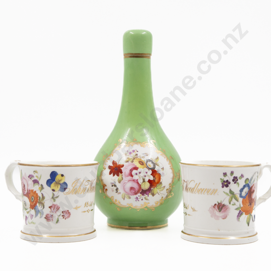 Pair Of Early Vict Hand Painted Marriage Cups