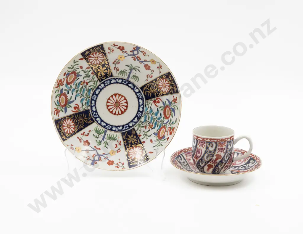 Late C18th First Period Worcester Coffee Can and Saucer Image 1++