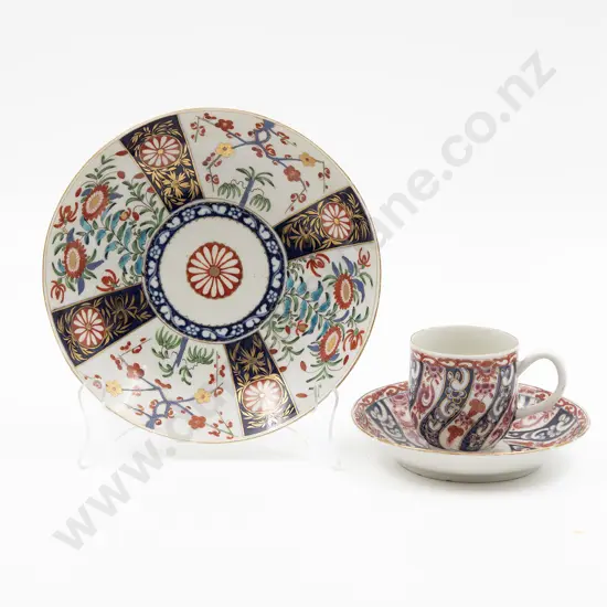 Late C18th First Period Worcester Coffee Can and Saucer
