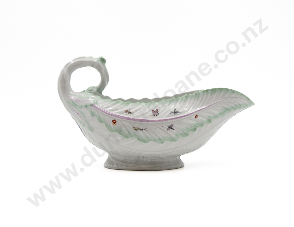 Mid C18th First Period Worcester Porcelain Cos Lettuce Leaf Sauce Boat Image 1++