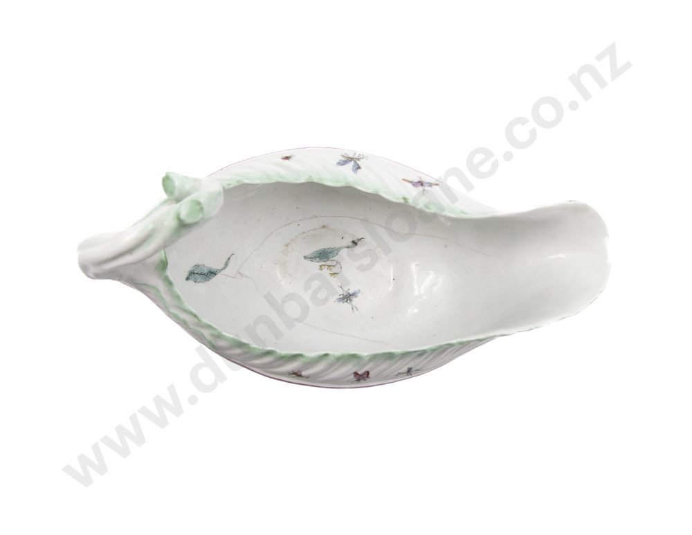 Mid C18th First Period Worcester Porcelain Cos Lettuce Leaf Sauce Boat Image 1++
