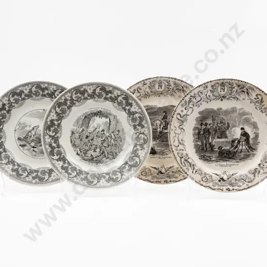 Two Pairs Of C19th French Military Themed Transfer Printed Plates