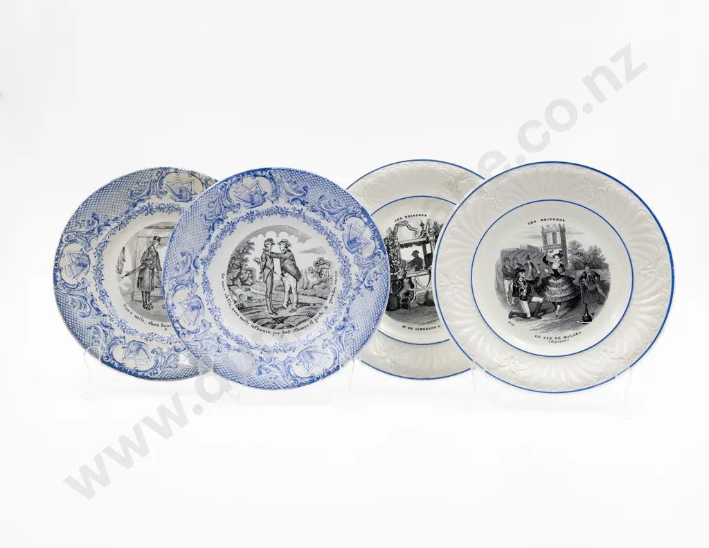 Two Pairs Of C19th French & Italian Transfer Printed Side Plates Image 1++