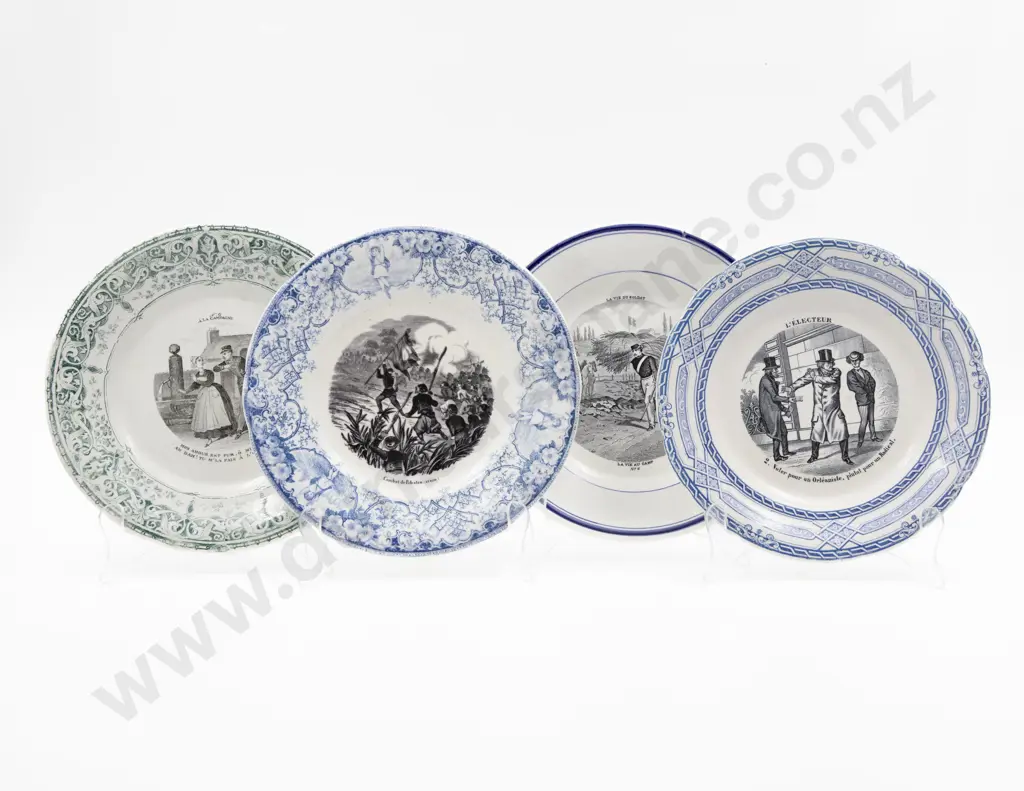 Four Various C19th French Transfer Printed Side Plates Image 1++