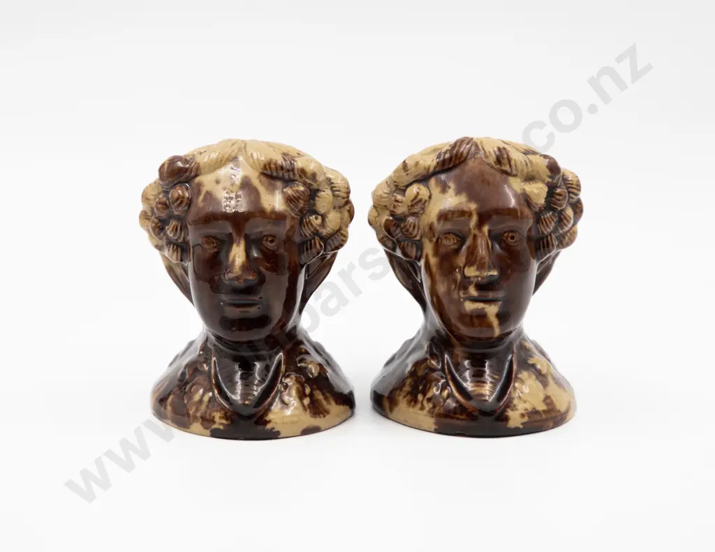 Pair Victorian Treacle Glazed Pottery Sash Window Rests Image 1++