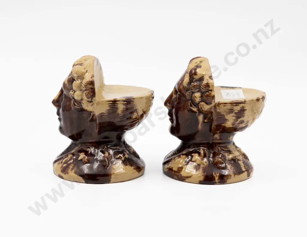 Pair Victorian Treacle Glazed Pottery Sash Window Rests Image 1++