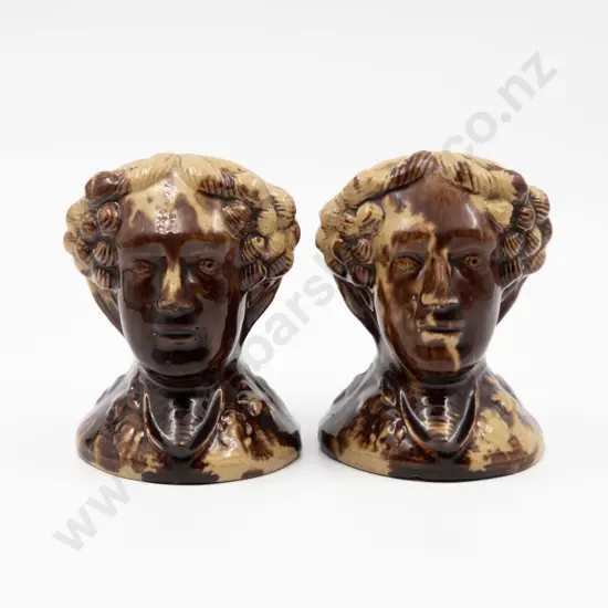 Pair Victorian Treacle Glazed Pottery Sash Window Rests