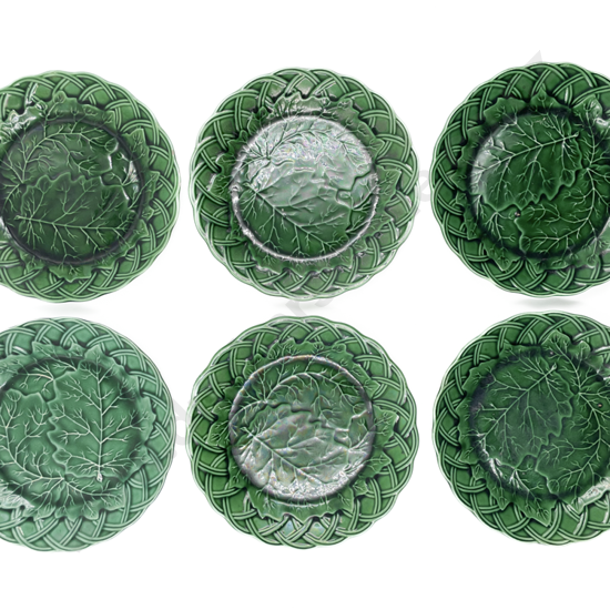 Set Of Six Vict Cabbage Leaf Side Plates