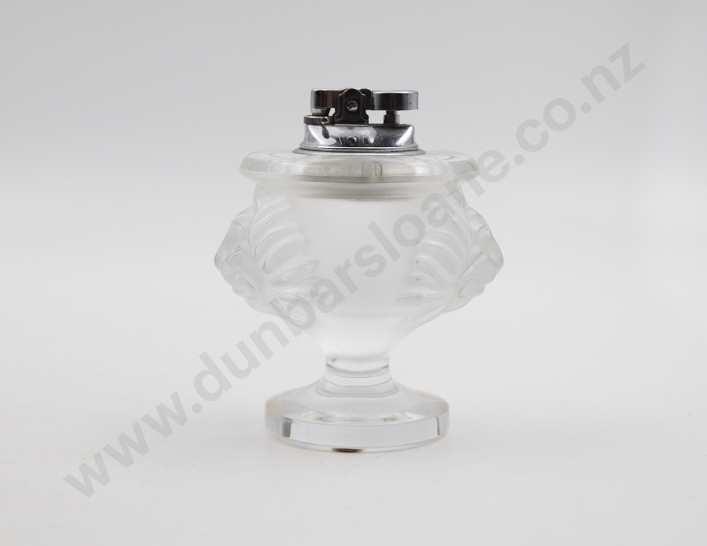 Lalique "Tete De Lion" Table Lighter & Matching Ashtray Image 1++