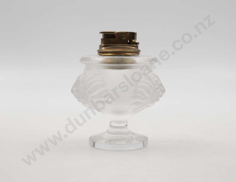 Lalique "Tete De Lion" Table Lighter & Matching Ashtray Image 1++