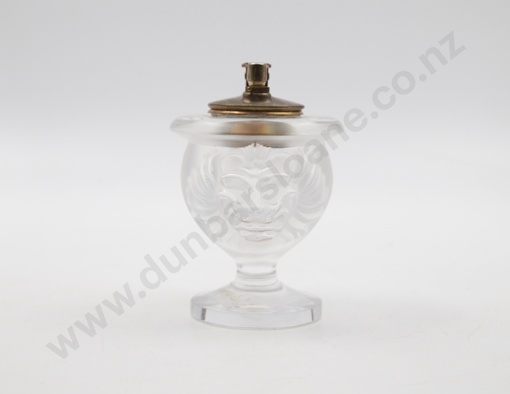 Lalique "Tete De Lion" Table Lighter & Matching Ashtray Image 1++