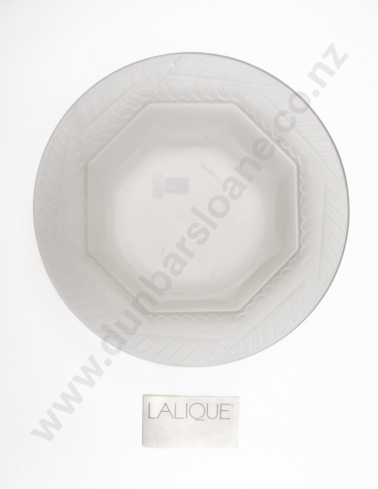 Lalique Fern Leaf Rimmed Frosted Glass Fruit Bowl Image 1++