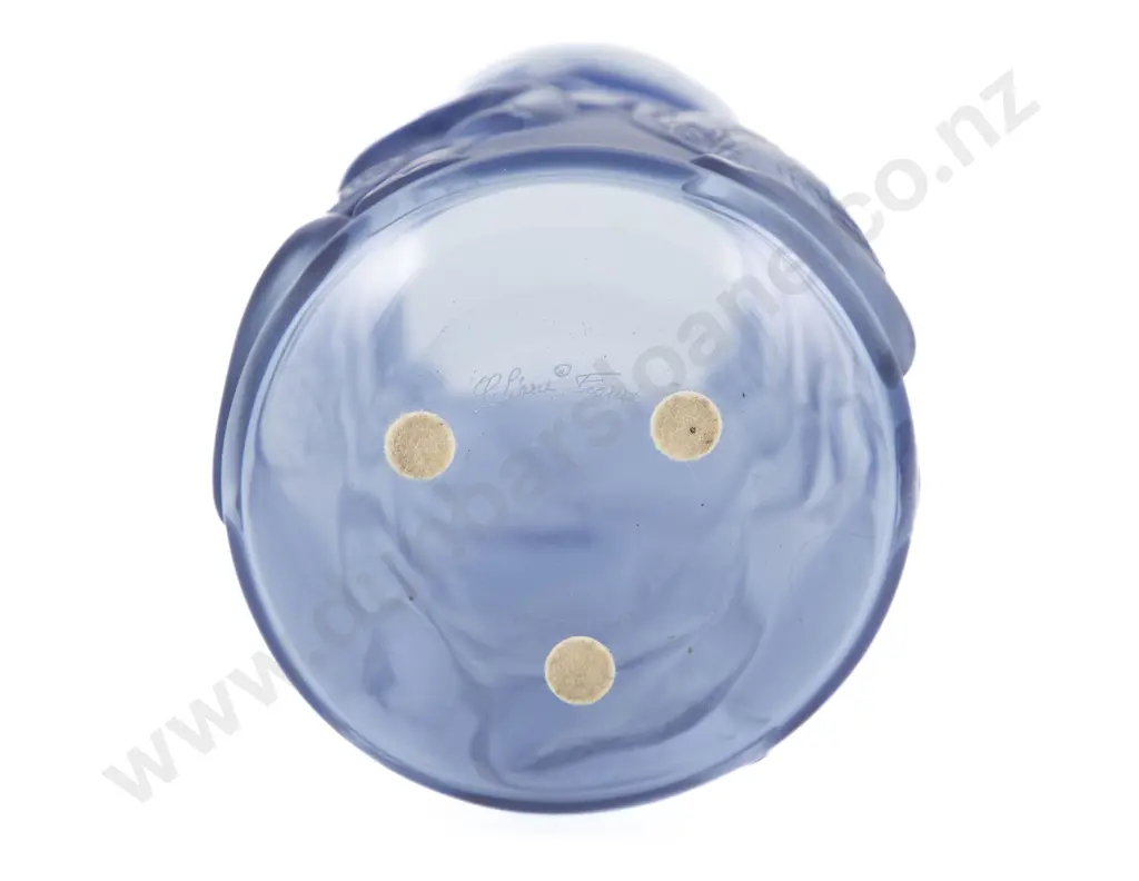 Lalique Circus Elephant & Stars Pattern Cobalt Blue Glass Vase Image 1++