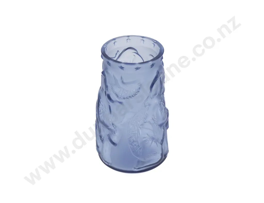 Lalique Circus Elephant & Stars Pattern Cobalt Blue Glass Vase Image 1++