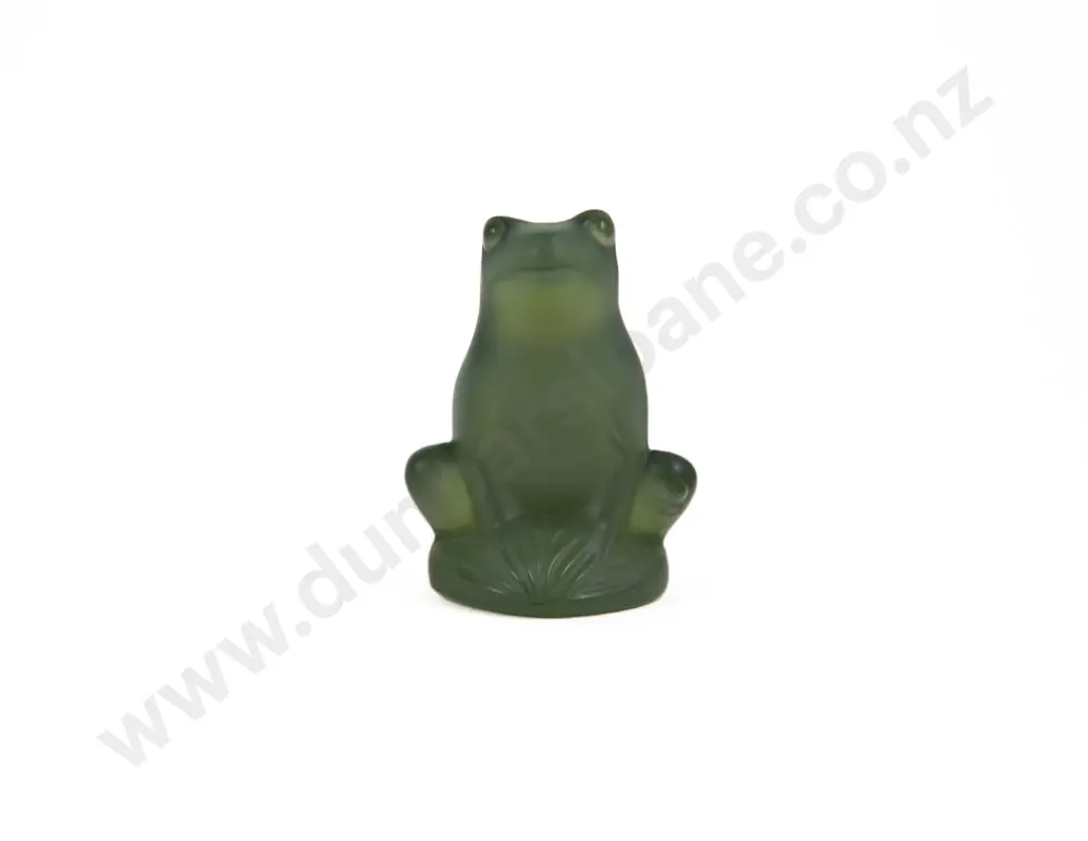 Small Lalique Green Glass "Rainetter" Frog Ornament Image 1++
