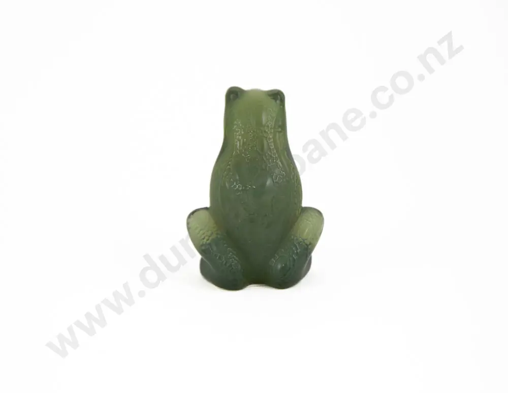 Small Lalique Green Glass "Rainetter" Frog Ornament Image 1++