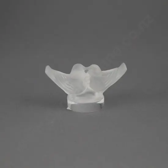 Lalique Frosted Glass Lovebirds Desk Weight
