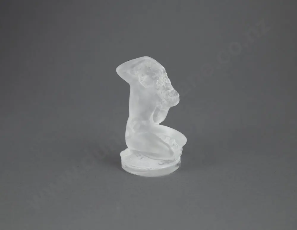 Small Lalique Frosted Glass "Floreal" Nude Desk Weight Image 1++