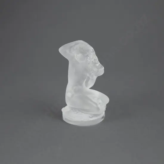 Small Lalique Frosted Glass "Floreal" Nude Desk Weight