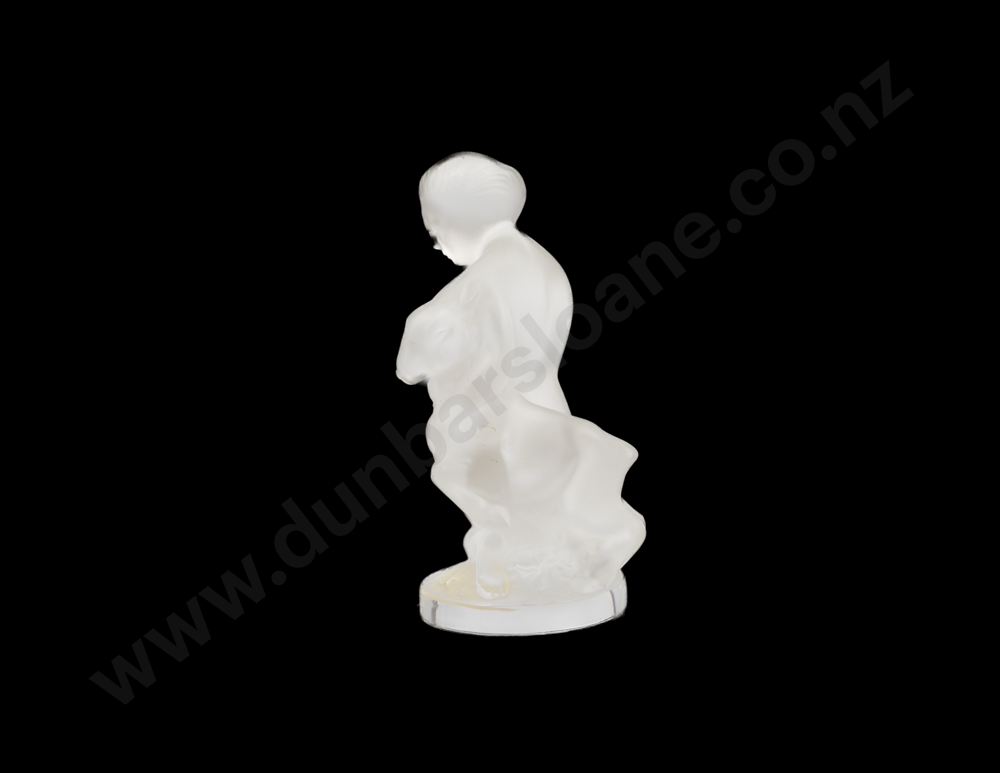 Lalique Frosted Glass Figure Group Of Diana & Fawn Image 1++