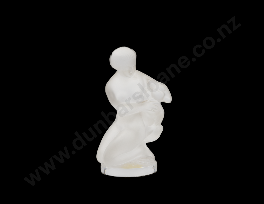 Lalique Frosted Glass Figure Group Of Diana & Fawn Image 1++