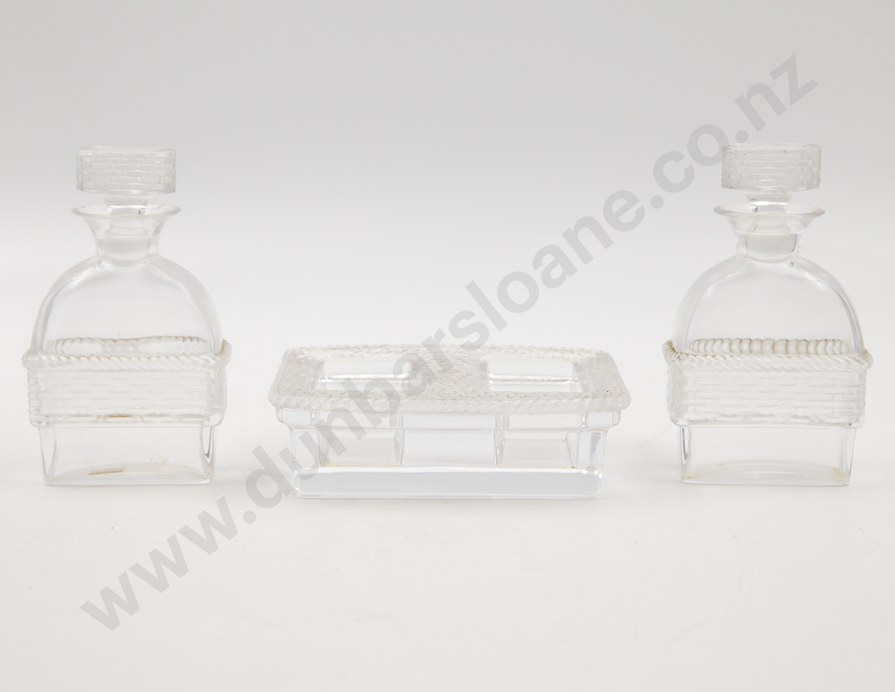 Lalique "Bangkok" Pattern Oil & Vinegar Cruet Set Image 1++