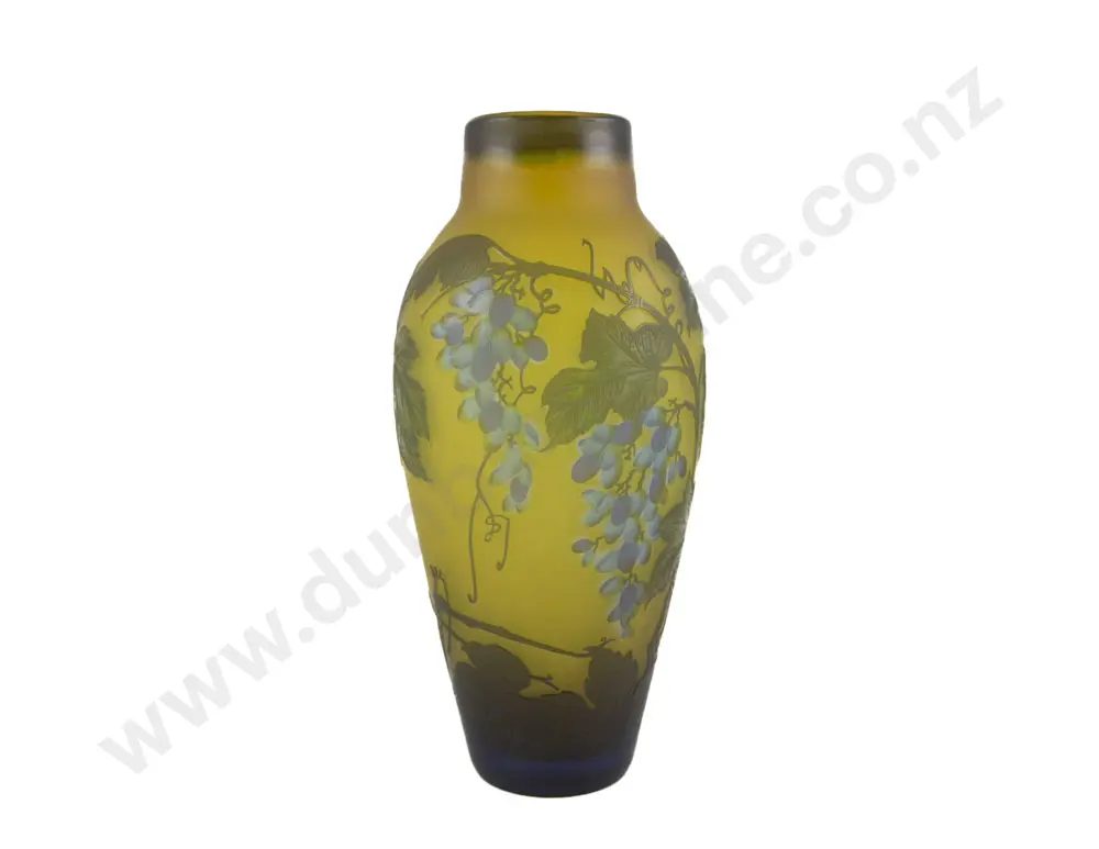 Large Emile Galle Acid Etched Ovoid Glass Vase Image 1++